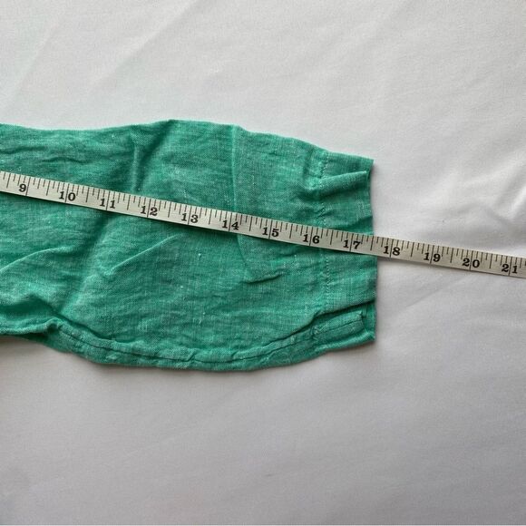 NWOT Isaac Mizrahi New York Teal Coastal Linen Top Size Small - Picture 11 of 11